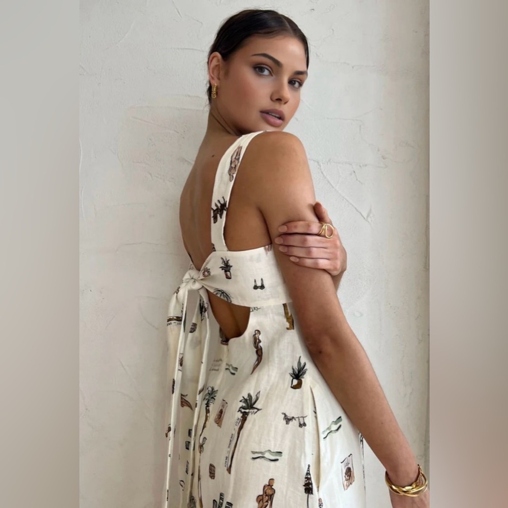 Tropical printed knot long dress - Picture 3 of 4
